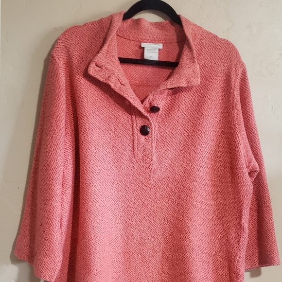 Soft Surroundings Top Womens PXL Coral Pink Oversized Boxy Lagenlook Tunic - Picture 5 of 11